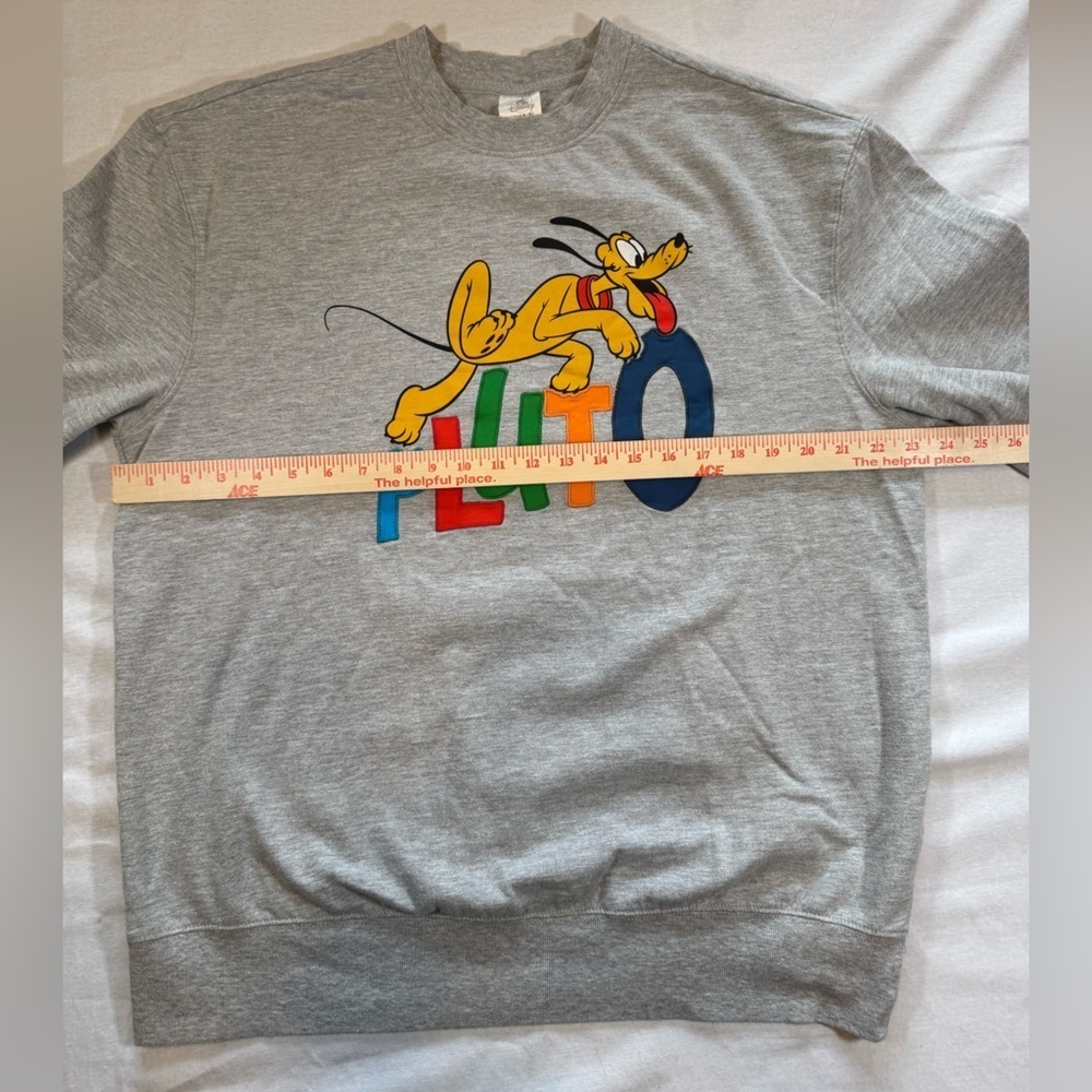 Walt Disney World Gray Pluto Embroided Graphic Crewneck Sweatshirt - Picture 5 of 7